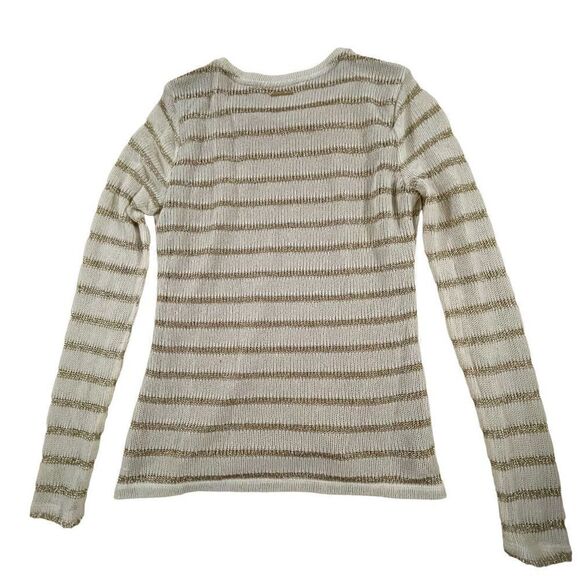 Michael Kors ~ Ivory and Gold Striped Sweater ~ fully lined bodice ~ size S - Picture 2 of 11